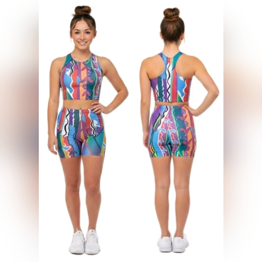 Gilda Marx VTG Y2K Cotton Blend Dance Shorts Racerback Tank Set Size S/XS (Y/J)